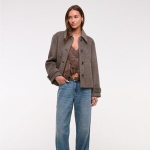 Abercrombie Short Wool Blend Houndstooth Coat
